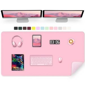 METEOROCK 120 x 60 CM Tapis de Bureau en Cuir PU Antidérapant, Tapis de Souris de Grande Taille, Tapis d'Ordinateur pour Clavier et Souris, Tapis d'Écriture de Bureau Imperméable (Rose Conte De Fées) (St. Richer-US, neuf)
