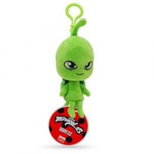 Miraculous Ladybug - Wayzz - Kwami en Taille réelle (12 cm) - Jouet en Peluche à Collectionner - pour Enfants - Peluche très Douce, avec Yeux brodés et Porte-clés/Attache Sac à Dos (Wyncor) (Ponera, neuf)