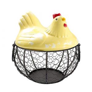 Panier Rangement pour Œufs,avec Couvercle pour Poule en Céramique,Organisateur Collations Aux Fruits,Collection Créative Panier,Accessoires Cuisine pour Décoration Intérieure Stockage de légumes (YE) (taiyuanxumeiqiongshangmaoyouxiangongsi, neuf)