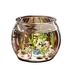 Bocal Poisson, Rond Aquarium, Fish Aquarium Cylindre Transparent, 6L Bol À Poissons Transparent, Bocal À Poissons pour Table À Table Ou Affichage De Bureau(avec Pompe à oxygène) (上饶捷璨电子商务有限公司, neuf)
