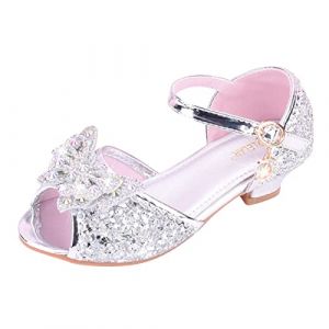BOTCAM Chaussures de Princesse pour fille avec paillettes et talons Sandales &agrave; talons Pompes &agrave; talons hauts Chaussures de princesse pour enfants Cosplay F&ecirc;tes Mary Jane Chaussures de mariage (sgrfxghrd, neuf)
