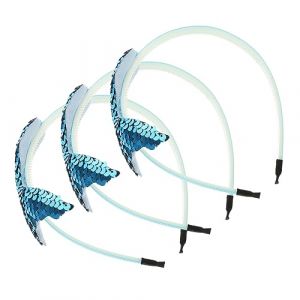 FRCOLOR 3 Pièces Bandeau Écailles De Poisson Sirène Cheveux De Sirène Bande De Cheveux Bandeau à Paillettes Bandeau Sirène Filles Bandeau De Maquillage En Tissu Blue (Laners, neuf)