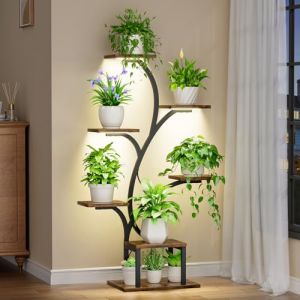 BACEKOLL Support pour plantes d'intérieur avec lampes de croissance, étagère d'intérieur à 7 niveaux, supports d'angle pour plantes d'intérieur, étagères en métal en forme d'arbre pour la maison, la (Bestlead, neuf)