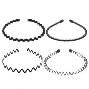 4 Pcs Serre Tete Femme, Serre Tete Homme, Bandeaux Ondul&eacute;s Unisexes, Antid&eacute;rapant Hoop Band Convient Pour &Eacute;ticeter vos Confitures, Cosm&eacute;tiques et Produits Artisanaux (wei huayi, neuf)