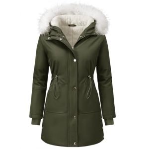 Vijamiy Manteau Femme Hiver Veste Polaire Femmes Manteaux Hiver Chic Blouson Parka Chaud Imperm&eacute;able Outercoat avec Zipp&eacute;e Poches(Vert militaire,XL) (Reeton, neuf)