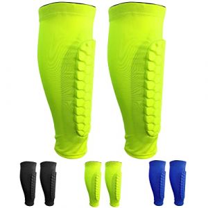 SANON 1 Paire de protège-Tibias de Football, Manchon de Protection des Mollets protège-Tibias Anti-Chocs Professionnels pour Hommes, Femmes et Jeunes (Vert Fluorescent) (NAIXUE-FR, neuf)