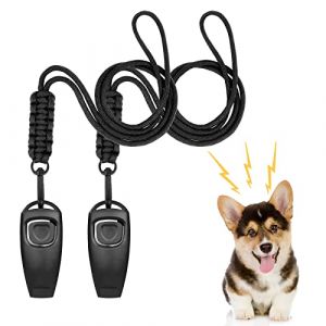 vsshe Sifflet pour Chien, 2 pcs RéGlable Sifflet Ultrason Chien avec Clicker et 2 pcs Cordon, Sifflet Ultrason Chien Anti Aboiement pour Dresser Le Chien, Sifflet Chien Rappel Sifflet Chien Dressage (tirehor, neuf)