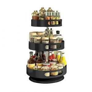 Accmuzzy Plateau Tournant &Eacute;pices Rangement Epices Cuisine 3 Etages Porte &Eacute;pices Rotatif en Acier Carbone,Range &Eacute;pices Cuisine pour Pots &agrave; &Eacute;pices, Cosm&eacute;tiques et Produits de Nettoyage (Accmuzzy, neuf)