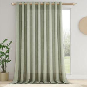 CUTEWIND 1 Pi&egrave;ce Rideau Salon Voilage Vert Sauge Grande Largeur 300x245 CM pour Porte Fenetre Chambre Adulte Baie Vitr&eacute;e Rideaux Voilage Int&eacute;rieurs Effet en Lin Translucide &agrave; Oeillets (CUTEWIND HOME, neuf)