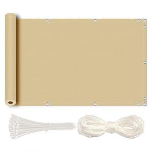 MEEYI Brise-Vue pour Balcon 110x600cm Brise Vue Toile Jardin occultant terrasse Imperm&eacute;able Anti-UV R&eacute;sistant au Vent pour Balcon Pare-Soleil Jardin Ext&eacute;rieur avec Attaches de C&acirc;ble Sable (Zhongtaokuajingkejiyouxiangongsi, neuf)