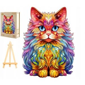 PASJO Puzzle en Bois Adulte Motif Chat 300 Pi&egrave;ces 28,3 x 38 cm Bois Schachtek Mini Chevalet Formes Animaux Irr&eacute;guli&egrave;res Uniques (PASJO, neuf)