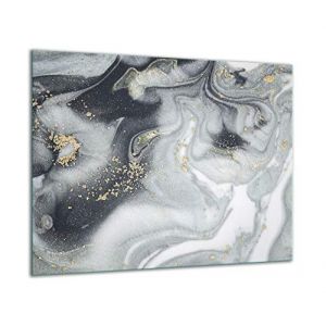 TMK ArtDeko Plaque de protection pour plaque de cuisson 1 pi&egrave;ce 60x52 cm - Pare-&eacute;claboussures & couvre-plaque &ndash; Protection de cuisini&egrave;re en verre de s&eacute;curit&eacute; &ndash; Robuste, hygi&eacute;nique & antid&eacute;rapant (TMK ArtDeko, neuf)