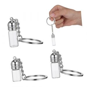iplusmile 3pièces Porte-clés Bouteille Verre Pour Huile Essentielle Pendentif Pour Bouteille De Parfum Flacon Avec Clé Porteuse (Cosy & U, neuf)