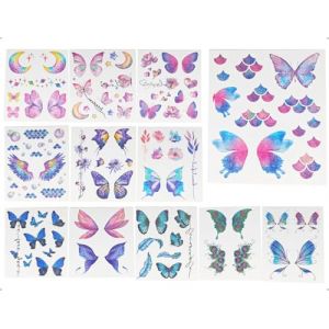 AOYEGIC Lot de 130 autocollants de tatouage papillon, imperméables, pour le visage et le corps, ailes de fée, pour femmes, filles, enfants, adultes, cosplay, carnaval, anniversaire (Ouyuanqi shop, neuf)