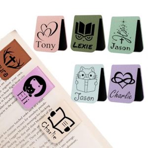 marque-pages magn&eacute;tiques personnalisables Marque page en cuir PU avec pr&eacute;nom et fleur de naissance imprim&eacute;s Marque page magn&eacute;tique pour livres femmes hommes lecteurs (C) (ZYZZH, neuf)