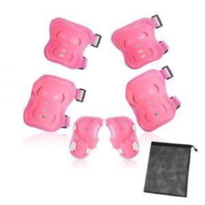 GWAWG Genouillères et coudières de Protection pour Enfants, 6 pièces Protège-Poignets Ajustables avec Sac en Filet pour Skateboard, Roller, vélo (GWAWG, neuf)