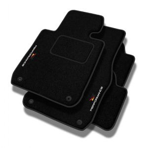 Performance Tapis de Sol personnalisés en Velours Tapis Voiture destiné à Renault Captur II Depuis 2020 - Standard, Perforé, Noir Jaune Rouge -Broderie CNC précise, Passepoil perforé Design, Tapis de (MOTOS EU, neuf)