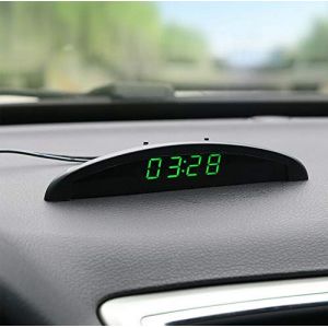 Riloer Horloge de température de voiture, tension universelle de thermomètre d'horloge numérique de tableau de bord automatique avec écran LCD pour intérieur de voiture, vert (LanCo2020, neuf)