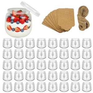 Hbazzor 200ml pot yaourt en verre avec couvercle -40 pi&egrave;ces petit pots en Verres &agrave; dessert transparents avec couvercle pour pudding, desserts, yaourt maison,sans BPA (mmeihome, neuf)