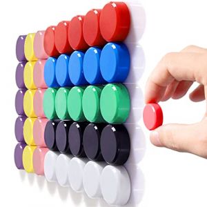 Lot de 40 aimants pour tableau blanc en néodyme - Multicolore - 8 couleurs - Pour tableau magnétique - Petit aimant adhésif - Pour réfrigérateur, tableau blanc, école, tableau d'affichage - Diamètre : (WangJiaYuan, neuf)