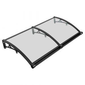 Auvent pour porte d'entr&eacute;e 120 x 60 cm - Auvent de porte d'entr&eacute;e en alliage d'aluminium - Auvent transparent &agrave; toit en appentis - Auvent &agrave; toit en appentis - Auvent de porte pour l'ext&eacute;rieur (HLONGG, neuf)