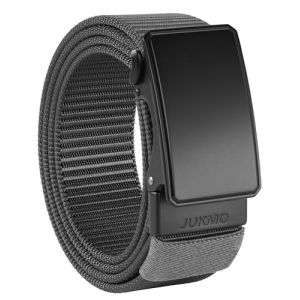 JUKMO Ceinture &agrave; cliquet en nylon pour homme de 3,8 cm, ceinture d&eacute;contract&eacute;e avec boucle coulissante pour jeans, sans trous, bordure r&eacute;glable pour s'adapter, gris, S/30/36W x 45L (JUKMO, neuf)