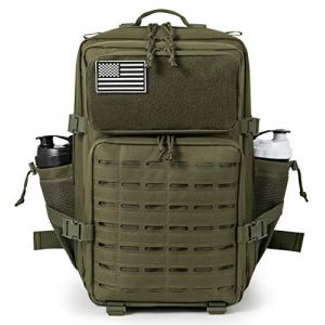 QT&QY Sacs à dos tactiques militaires pour hommes Sac de jour Molle 35L/45L Grande capacité sac à dos de fitness Sac à dos de randonnée avec porte-bouteille (Panda Outdoor Explorer-FR, neuf)