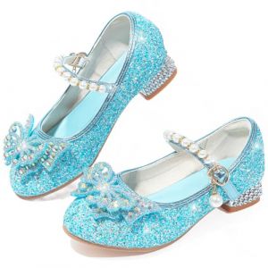 VTASQ Chaussure Princesse Fille Talon avec Paillettes Chaussures Reine Chaussures de Danse Enfant D&eacute;guisement Cosplay Chaussure Mariage No&euml;l Anniversaire C&eacute;r&eacute;monie F&ecirc;te Bleu EU31 (Zzy-nuying, neuf)