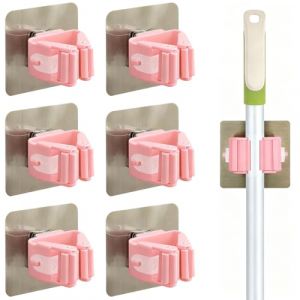 EJRUP 6 Pi&egrave;ces Accroche Balai Mural,Sans Percage Porte Balais Mural, Range Balai Mural,Accroche Balai Mural, pour la Cuisine, L'escalier, La Salle de Bain, Le Garage(Rose) (Anilalowbility, neuf)