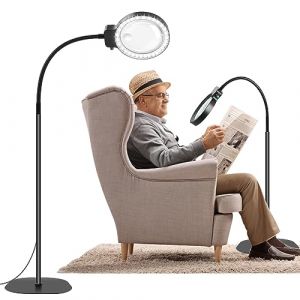 NZQXJXZ 2 en 1 Loupe de Lecture avec Lumière et Support, Lampe Loupe 5X et 10X avec 36 LED de Luminosité Réglable, Lampe Loupe à Col de Cygne Flexible pour le Travail de près,l'artisanat et la Lecture (Sumcoolstore, neuf)