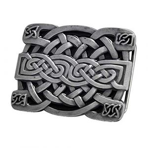 WANLIAN Boucle de ceinture Kilt à nœud celtique rectangulaire Boucles de ceinture Keltic occidentales pour hommes et femmes, Boucle de ceinture à nœud celtique écossais irlandais Keltic pour hommes. (guang-, neuf)