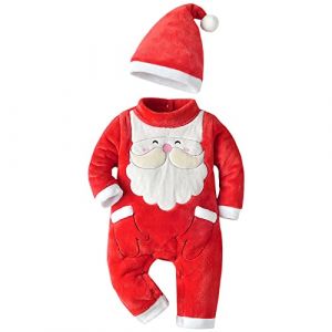 G&eacute;n&eacute;rique Deguisement Pere Noel Bebe,Ensemble B&eacute;b&eacute; Gar&ccedil;on Hiver Combinaison Bebe Garcon Costume Enfant Mon Premier Grenouillere Et Pantalon Ensemble Outfit V&ecirc;tements (Rouge#3,12-18 Mois) (junice, neuf)