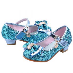 Chaussures de princesse pour fille - Chaussures &agrave; talons hauts - Chaussures d&eacute;contract&eacute;es - Chaussures de ballerine - Chaussures de mariage - Chaussures de princesse, bleu, 33 EU (ruifenbaihuo, neuf)