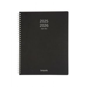 Brepols - 1 Agenda Semainier 16 Mois Polypro Noir - Septembre 2025 à Décembre 2026 - Format 21 x 27 cm - 4 Langages (Papeterie Libellus, neuf)