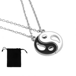 COYUN Lot de 2 colliers Lot de couple Yin Yang Taichi BFF Cha&icirc;ne d'amiti&eacute; Ying Yang Pendentif Collier pour couples Bijoux,Pour meilleurs amis, amoureux et couples - Cadeaux(Style B) (HLWA RETAILS LTD UKSTORE, neuf)