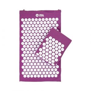 Kit d'acupression VITAL aubergine, tapis 74 x 44 cm + coussin 33 x 28 cm + sac de transport en nylon. Housse 100% coton et fleurs en plastique dur hypoallergénique ABS (Bodynova GmbH, neuf)