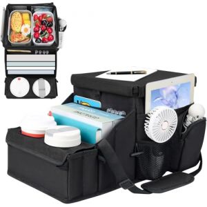 INFANZIA Organiseur de siège de voiture, organiseur de siège arrière avec porte-gobelets pour passager avant et siège arrière de voiture, rangement de siège auto avec compartiment isotherme pour (RECOMONEY EU, neuf)
