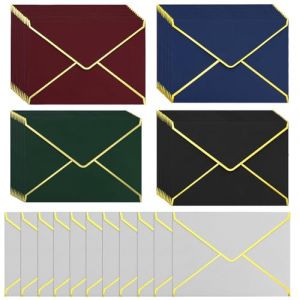 55 Pièces Enveloppes gaufrées à dorure, 13,5 x 18,5 cm Enveloppes d'invitation à bordure dorée, enveloppes d'invitation à rabat en V, pour anniversaire, fête, mariage (5 couleurs) (EUGENE MCLAUGHLIN LTD, neuf)