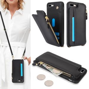 SailorTech Coque pour iPhone 7 Plus &Eacute;tui avec Porte-Cartes de cr&eacute;dit, Etui pour iPhone 8 Plus Housse avec Courroie de Cou Portefeuille avec Fentes pour Cartes de cr&eacute;dit-Noir (Sailor-Tech, neuf)
