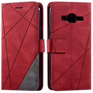 Vankii Coque pour Samsung Galaxy J310 / J3 2016, Rabat Portefeuille de Protection Cuir PU Etui, Slim Silicone TPU Bumper Magnétique Housse, Flip Porte Cartes avec Fonction Support Cover Case (Rouge) (Vankii EU Store, neuf)