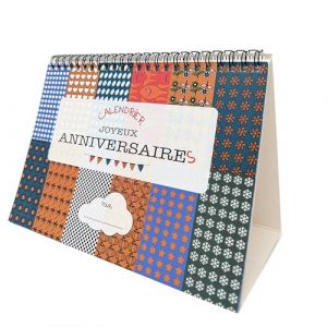 Calendrier Perp&eacute;tuel Anniversaires A5 | Chevalet &agrave; Spirales 13 Pages | Sans Ann&eacute;e | Design Color&eacute; "Joyeux Anniversaires" | Pour Dates Importantes & F&ecirc;tes | R&eacute;utilisable (Calendrier Evenement, neuf)