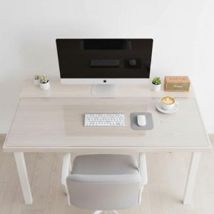Sous Main Bureau Transparent，Surface Imperm&eacute;able Anti-Rayures，1.5mm PVC Tapis De Protection, Facile &Agrave; Nettoyer, Tischunterlage Kinder, Pour Ordinateur Bureau Maison(100cm x 100cm) (XFSY, neuf)