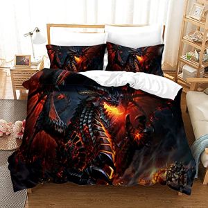ZZTBQ Dragons Housse de Couette pour Chambre Enfant 1 Personne 140x200/65x65 (2 Piece) Lit d'enfant Dragon de feu Parure de lit Enfant pour Garçons et Filles (ZZTBQ, neuf)