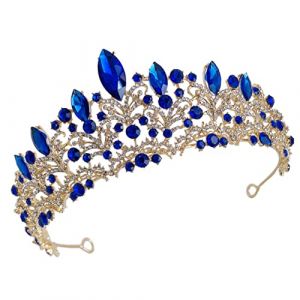 FRCOLOR Accessoire De Cheveux Couronne Diad&egrave;me De Mari&eacute;e Pour C&eacute;libataire Robe D'invit&eacute; De Mariage D&eacute;corations De C&eacute;libataire Bandeau De Mariage Pour La Mari&eacute;e Princesse Mari&eacute;e Strass Blue (Laners, neuf)