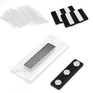 PERFETSELL 10 PCS Badges Nominatifs Magnétiques, Badge Nom Magnétique Badges Magnétiques Adhésifs Badge en Acrylique avec Aimant à 3 Points Porte-noms Magnétique pour Porte-badge, Étiquetage, Noir (PERFETSELL, neuf)