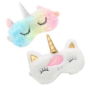 EBHO 2 Pièces Masque Sommeil Cache Oeil pour Dormir Sommeil Adulte 3D Moelleux Masque Licorne pour Les Yeux Masque De Nuit Enfant pour Voyage Enfant Adults (SHXKAILANG, neuf)