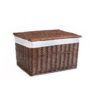 Arthur Cameron - Panier en osier doublé avec couvercle amovible et doublure - Parfait pour la salle de bain, le salon ou la chambre à coucher - Panier de rangement avec couvercle, grande boîte de (Arthur Cameron, neuf)