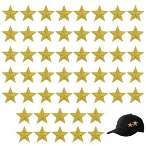 50 PCS Patch Thermocollant Etoile, Ecusson Thermocollant, Réparation et Décoration de Vêtements, Sacs, Chaussures, Appliques Brodées Dorées, Accessoires de Couture Polyvalents (BIVOFU-EU, neuf)