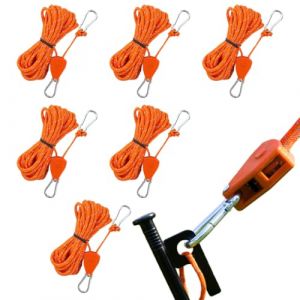 6 Pi&egrave;ces 4m/13.12ft Corde &agrave; Cliquet R&eacute;glable Voile Ombrage, Ratchet Poulie &agrave; Cliquet avec Tendeurs, Robuste Cordes de Tension R&eacute;fl&eacute;chissantes, Corde de Camping L&eacute;g&egrave;re pour Tente, Camping, Lampes (hejiuwenhua, neuf)
