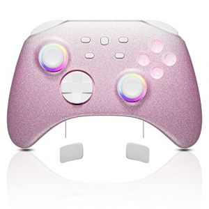 Mytrix Rose dégradé Manette sans fil pour Nintendo Switch/Lite/OLED avec joystick optique RVB, compatible avec Switch/PC/Android/Ios/Steam Deck multiplateforme avec macro/réveil/Turbo/vibration (uShopMall-USA, neuf)